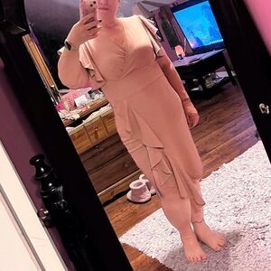 NWT Knitee Pink Dress Formal Slit Sexy Large